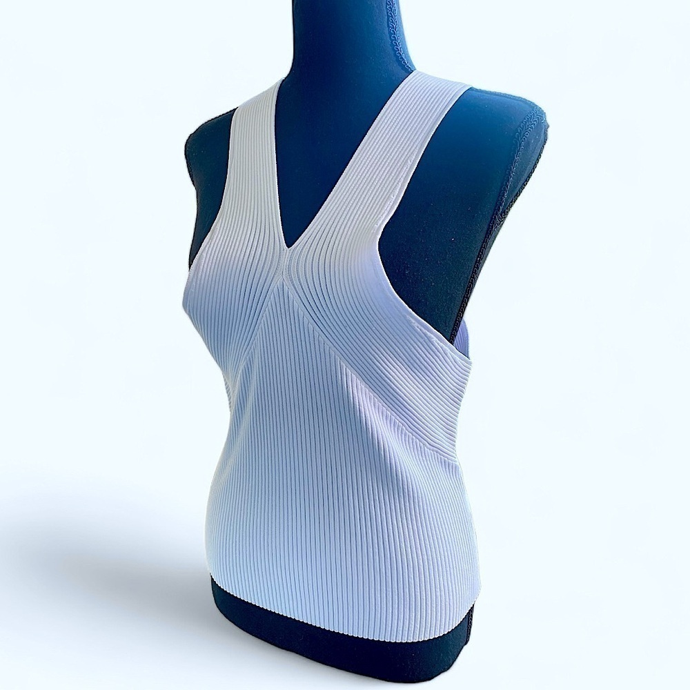 TOPSHOP White Ribbed Knit Tank Top